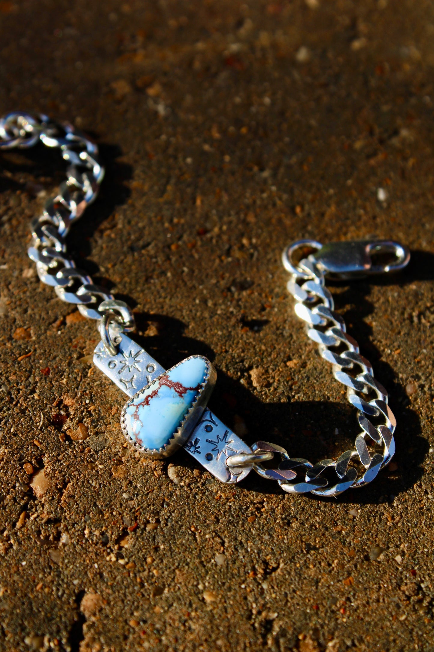 Curb Chain Tag Bracelet - Golden Hill Turquoise