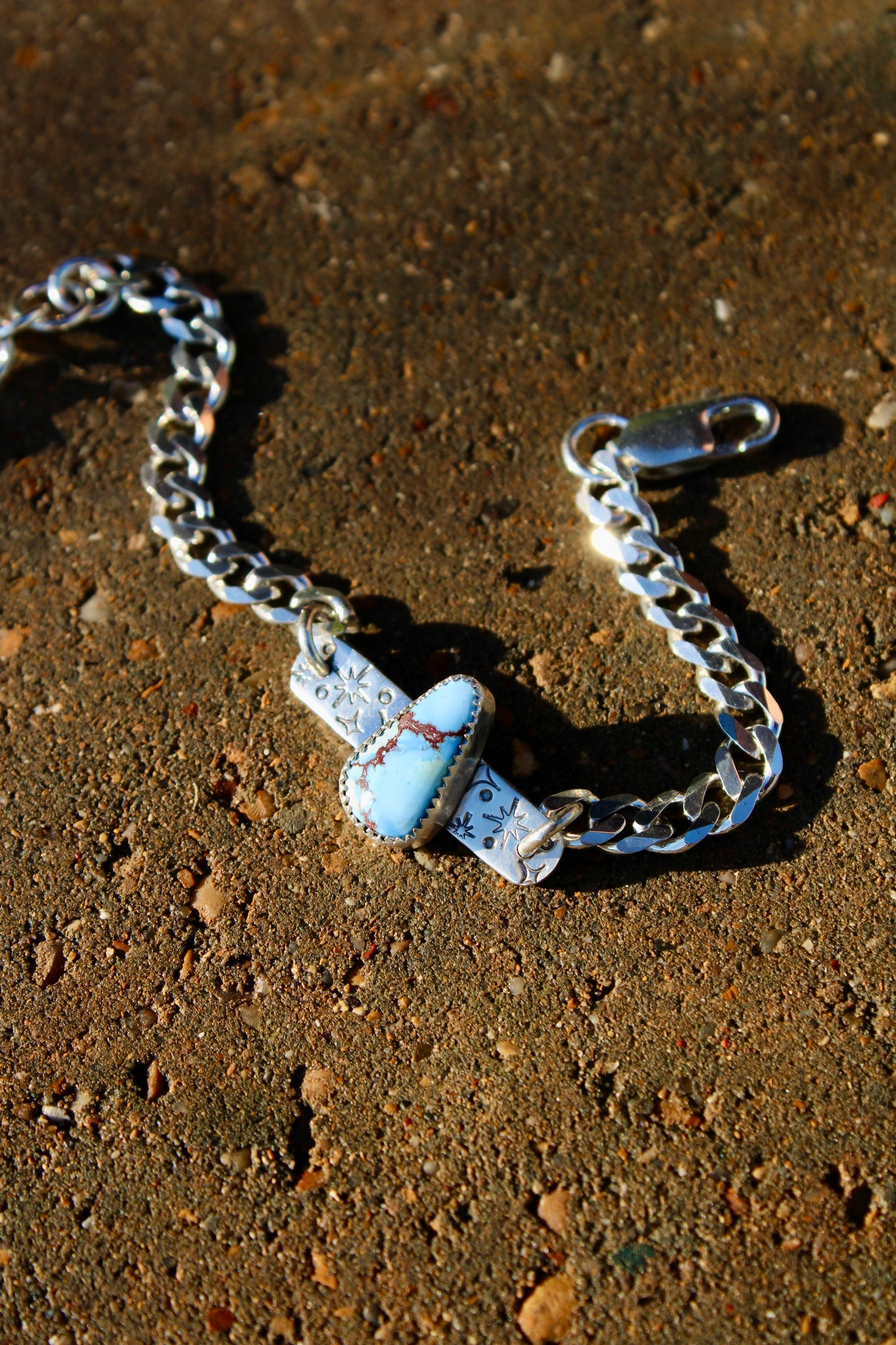 Curb Chain Tag Bracelet - Golden Hill Turquoise