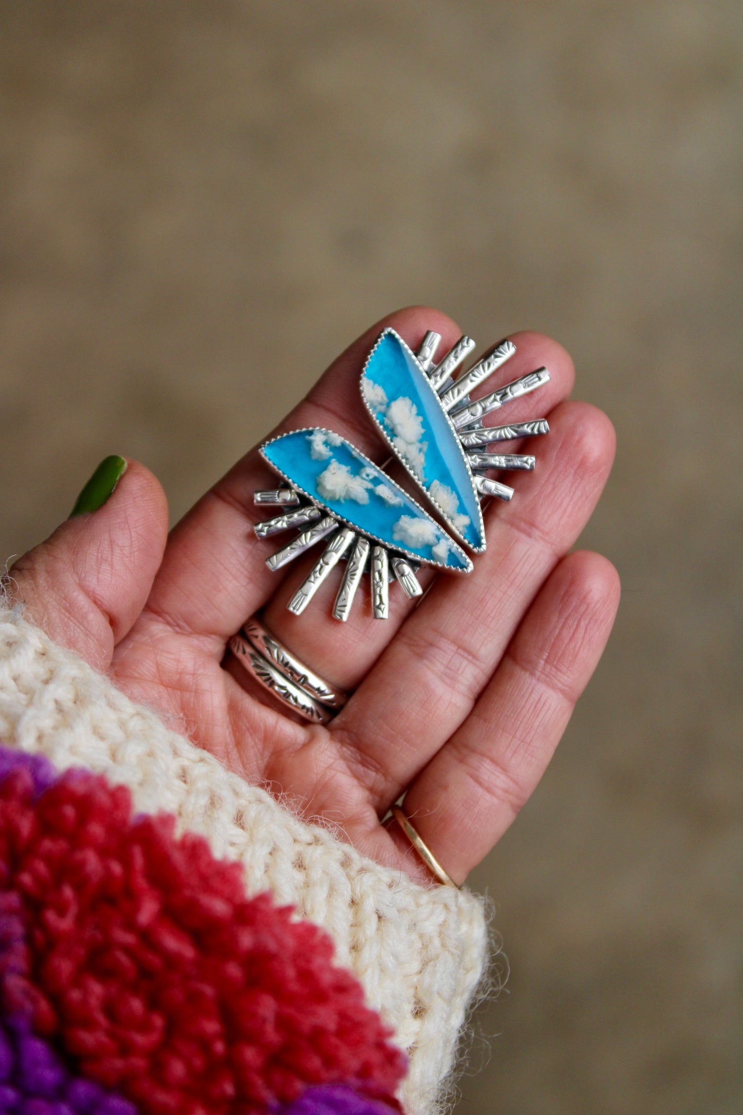 Explorer Earrings Plume Agate Doublet