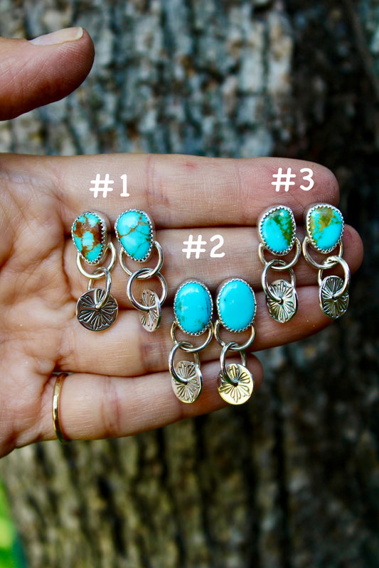 ROYSTON TURQUOISE MINI DISC STUDS