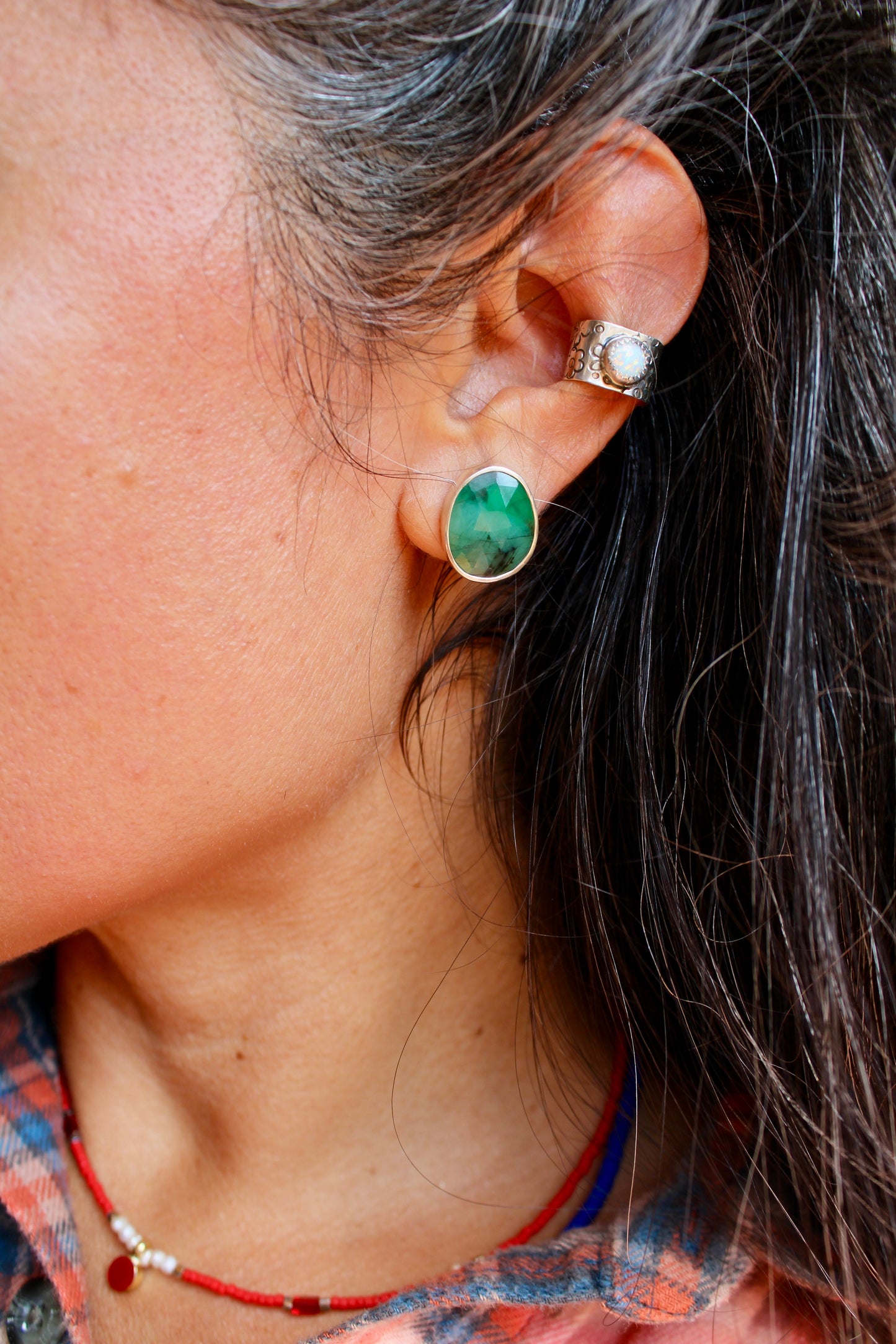 FACETED EMERALD STUDS